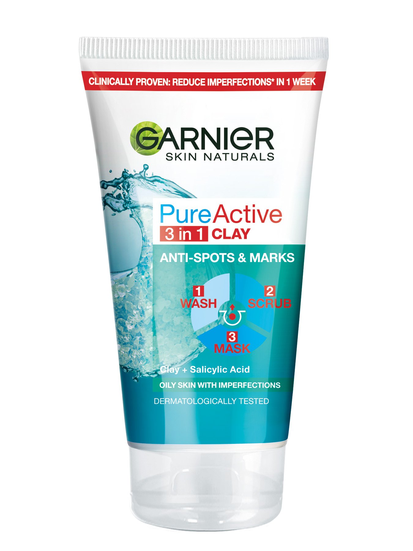 Garnier Skin Naturals Pure Active 3 в 1 Почистващ Гел + Пилинг + Маска срещу пъпки