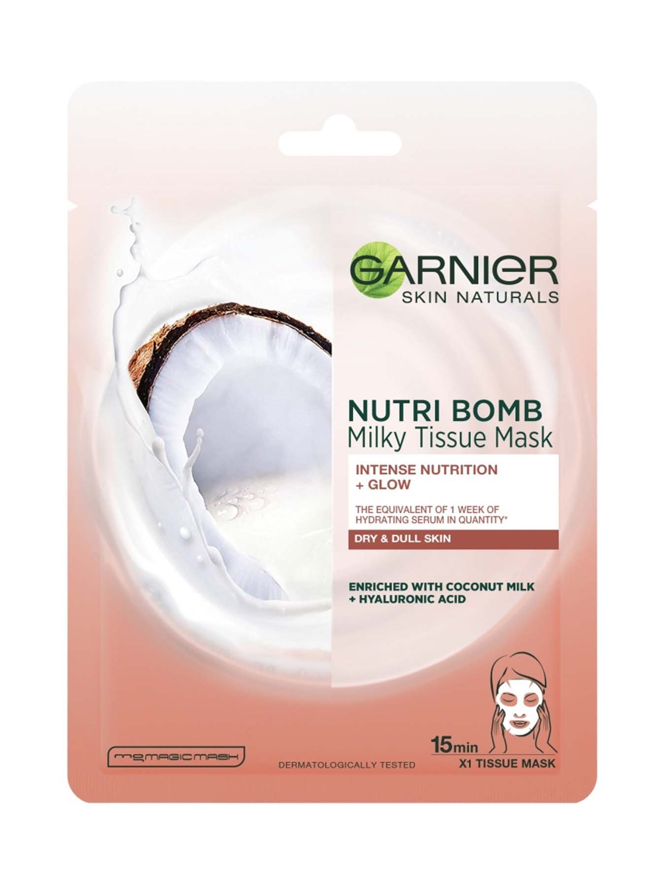 Garnier Skin Naturals Хартиена маска за суха кожа с кокосово мляко