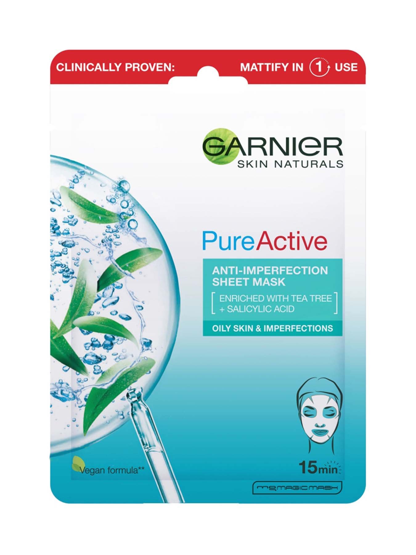 Garnier Skin Naturals Pure Active хидратираща маска за лице за мазна кожа склонна към несъвършенства 