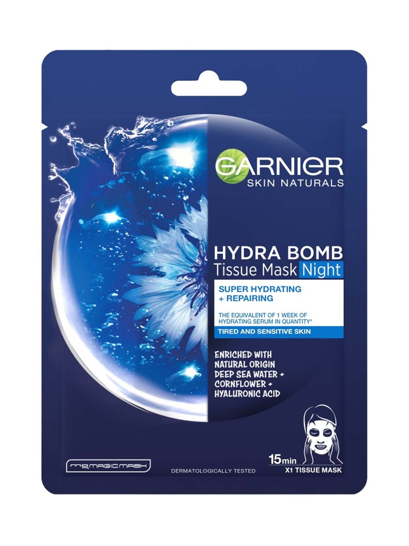 Garnier Skin Naturals Hydra Bomb Tissue Mask Night вечерна хартиена маска 