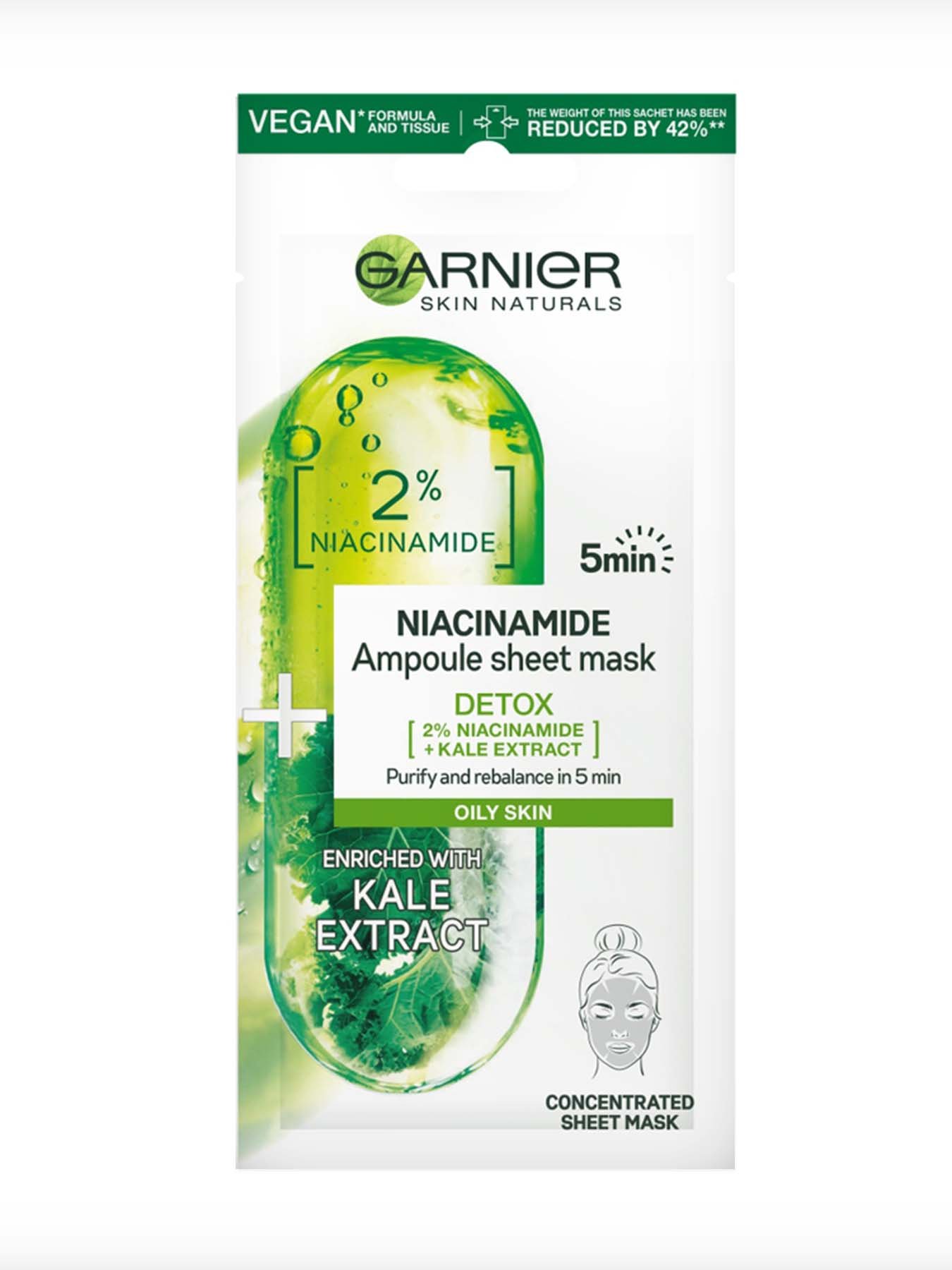 Garnier Skin Naturals Niacinamide Ampoule Sheet mask - маска за лице за пречистване на кожата 