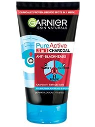 Garnier Skin Naturals Pure Active 3 в 1 Почистващ Гел + Пилинг + Маска срещу черни точки