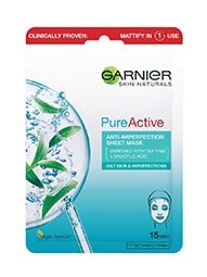 Garnier Skin Naturals Pure Active хидратираща маска за лице за мазна кожа склонна към несъвършенства